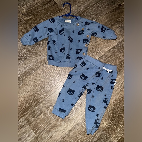 Rabbit + Bear Organic Boys Bears Sweatshirt and Pants Set - Picture 1 of 9